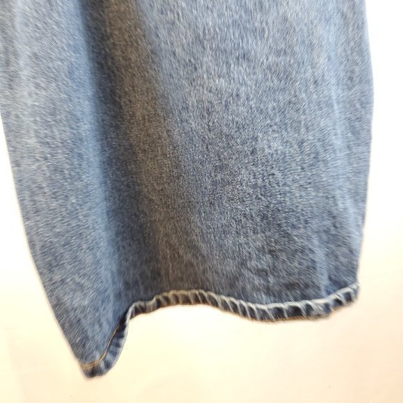 Forever 21 Rigid Denim Overall Dress / Pinafore w/Front Pocket L 100% Cotton - Picture 11 of 14